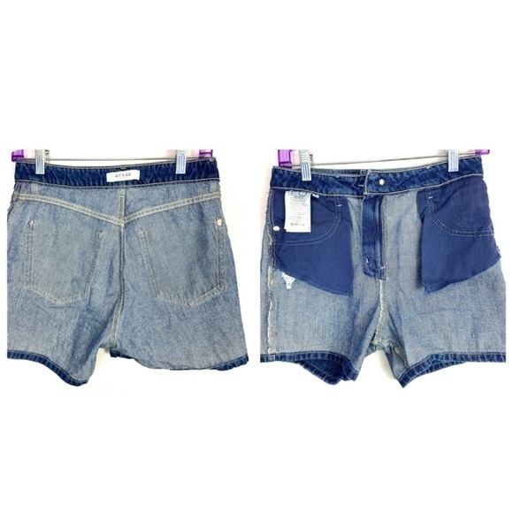 GUESS Los Angeles Mom Shorts Logo 5 Pocket High Rise Waist - Picture 8 of 9